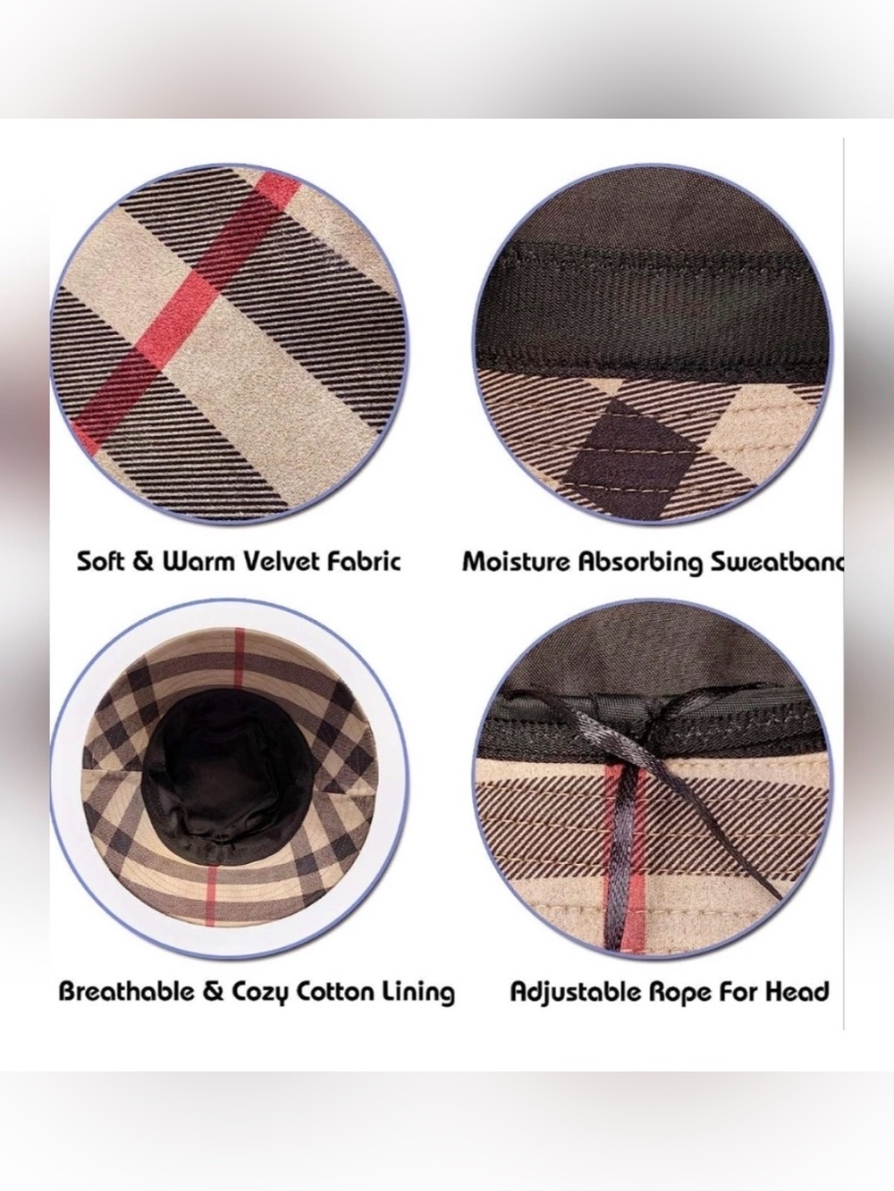 Plaid Red Bucket Hat - Women's Fashion Accessory - Picture 14 of 14